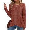 imageXIEERDUO Tunic Sweaters for Women Long Sleeve Shirts Crew Neck Tops with Buttons Fall Fashion Outfits Winter ClothingCaramel