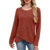 imageXIEERDUO Tunic Sweaters for Women Long Sleeve Shirts Crew Neck Tops with Buttons Fall Fashion Outfits Winter ClothingCaramel