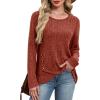 imageXIEERDUO Tunic Sweaters for Women Long Sleeve Shirts Crew Neck Tops with Buttons Fall Fashion Outfits Winter ClothingCaramel
