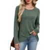 imageXIEERDUO Tunic Sweaters for Women Long Sleeve Shirts Crew Neck Tops with Buttons Fall Fashion Outfits Winter ClothingGreen