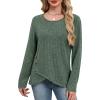 imageXIEERDUO Tunic Sweaters for Women Long Sleeve Shirts Crew Neck Tops with Buttons Fall Fashion Outfits Winter ClothingGreen