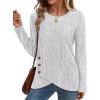 imageXIEERDUO Tunic Sweaters for Women Long Sleeve Shirts Crew Neck Tops with Buttons Fall Fashion Outfits Winter ClothingGrey