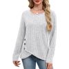 imageXIEERDUO Tunic Sweaters for Women Long Sleeve Shirts Crew Neck Tops with Buttons Fall Fashion Outfits Winter ClothingGrey