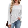 imageXIEERDUO Tunic Sweaters for Women Long Sleeve Shirts Crew Neck Tops with Buttons Fall Fashion Outfits Winter ClothingGrey