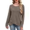 imageXIEERDUO Tunic Sweaters for Women Long Sleeve Shirts Crew Neck Tops with Buttons Fall Fashion Outfits Winter ClothingKhaki