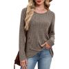 imageXIEERDUO Tunic Sweaters for Women Long Sleeve Shirts Crew Neck Tops with Buttons Fall Fashion Outfits Winter ClothingKhaki
