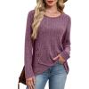 imageXIEERDUO Tunic Sweaters for Women Long Sleeve Shirts Crew Neck Tops with Buttons Fall Fashion Outfits Winter ClothingPurple