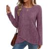 imageXIEERDUO Tunic Sweaters for Women Long Sleeve Shirts Crew Neck Tops with Buttons Fall Fashion Outfits Winter ClothingPurple