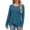 imageXIEERDUO Tunic Sweaters for Women Long Sleeve Shirts Crew Neck Tops with Buttons Fall Fashion Outfits Winter ClothingRoyal Blue