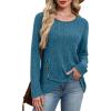 imageXIEERDUO Tunic Sweaters for Women Long Sleeve Shirts Crew Neck Tops with Buttons Fall Fashion Outfits Winter ClothingRoyal Blue