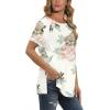 imageXIEERDUO Womens Summer Short Sleeve Tops High Low V Neck Tshirts Loose Tees with Pocket002peony Flower