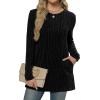 imageXIEERDUO Long Sleeve Shirts for Women Crewneck Tunic Tops Loose Fit Dressy Womens Sweaters with Pockets Fall Fashion 2025Black
