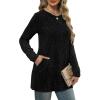 imageXIEERDUO Long Sleeve Shirts for Women Crewneck Tunic Tops Loose Fit Dressy Womens Sweaters with Pockets Fall Fashion 2025Black
