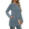 imageXIEERDUO Long Sleeve Shirts for Women Crewneck Tunic Tops Loose Fit Dressy Womens Sweaters with Pockets Fall Fashion 2025Blue