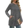 imageXIEERDUO Long Sleeve Shirts for Women Crewneck Tunic Tops Loose Fit Dressy Womens Sweaters with Pockets Fall Fashion 2025Dark Gray