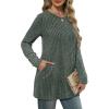 imageXIEERDUO Long Sleeve Shirts for Women Crewneck Tunic Tops Loose Fit Dressy Womens Sweaters with Pockets Fall Fashion 2025Green