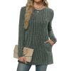 imageXIEERDUO Long Sleeve Shirts for Women Crewneck Tunic Tops Loose Fit Dressy Womens Sweaters with Pockets Fall Fashion 2025Green