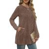 imageXIEERDUO Long Sleeve Shirts for Women Crewneck Tunic Tops Loose Fit Dressy Womens Sweaters with Pockets Fall Fashion 2025Khaki