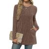 imageXIEERDUO Long Sleeve Shirts for Women Crewneck Tunic Tops Loose Fit Dressy Womens Sweaters with Pockets Fall Fashion 2025Khaki