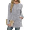 imageXIEERDUO Long Sleeve Shirts for Women Crewneck Tunic Tops Loose Fit Dressy Womens Sweaters with Pockets Fall Fashion 2025Light Gray