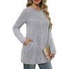 imageXIEERDUO Long Sleeve Shirts for Women Crewneck Tunic Tops Loose Fit Dressy Womens Sweaters with Pockets Fall Fashion 2025Light Gray
