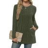 imageXIEERDUO Long Sleeve Shirts for Women Crewneck Tunic Tops Loose Fit Dressy Womens Sweaters with Pockets Fall Fashion 2025Olive Army Green