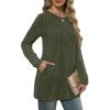 imageXIEERDUO Long Sleeve Shirts for Women Crewneck Tunic Tops Loose Fit Dressy Womens Sweaters with Pockets Fall Fashion 2025Olive Army Green