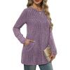 imageXIEERDUO Long Sleeve Shirts for Women Crewneck Tunic Tops Loose Fit Dressy Womens Sweaters with Pockets Fall Fashion 2025Purple