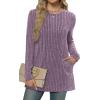 imageXIEERDUO Long Sleeve Shirts for Women Crewneck Tunic Tops Loose Fit Dressy Womens Sweaters with Pockets Fall Fashion 2025Purple