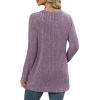 imageXIEERDUO Long Sleeve Shirts for Women Crewneck Tunic Tops Loose Fit Dressy Womens Sweaters with Pockets Fall Fashion 2025Purple