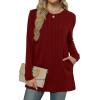imageXIEERDUO Long Sleeve Shirts for Women Crewneck Tunic Tops Loose Fit Dressy Womens Sweaters with Pockets Fall Fashion 2025Red