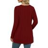 imageXIEERDUO Long Sleeve Shirts for Women Crewneck Tunic Tops Loose Fit Dressy Womens Sweaters with Pockets Fall Fashion 2025Red