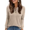 imageXIEERDUO Thermal Long Sleeve Shirts for Women Henley Fall Womens Tops Dressy Casual Winter Clothes S3XlBeige