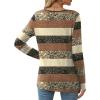 imageXIEERDUO Long Sleeve Shirts for Women Casual Crew Neck Basic Fall Tops Loose Fit ComfyD Brown Striped