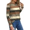 imageXIEERDUO Long Sleeve Shirts for Women Casual Crew Neck Basic Fall Tops Loose Fit ComfyD Brown Striped