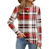imageXIEERDUO Long Sleeve Shirts for Women Casual Crew Neck Basic Fall Tops Loose Fit ComfyD Red Plaid