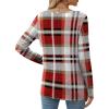 imageXIEERDUO Long Sleeve Shirts for Women Casual Crew Neck Basic Fall Tops Loose Fit ComfyD Red Plaid