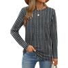 imageXIEERDUO Long Sleeve Shirts for Women Casual Crew Neck Basic Fall Tops Loose Fit ComfyD Striped