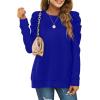 imageXIEERDUO Long Sleeve Shirts for Women Puff Sleeve Tops Pullover Sweaters Fall Fashion Womens Clothing Loose Fit01ablue