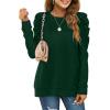 imageXIEERDUO Long Sleeve Shirts for Women Puff Sleeve Tops Pullover Sweaters Fall Fashion Womens Clothing Loose Fit01adark Green