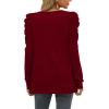 imageXIEERDUO Long Sleeve Shirts for Women Puff Sleeve Tops Pullover Sweaters Fall Fashion Womens Clothing Loose Fit01adark Red