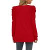 imageXIEERDUO Long Sleeve Shirts for Women Puff Sleeve Tops Pullover Sweaters Fall Fashion Womens Clothing Loose Fit01alight Red