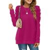 imageXIEERDUO Long Sleeve Shirts for Women Puff Sleeve Tops Pullover Sweaters Fall Fashion Womens Clothing Loose Fit04adeep Pink