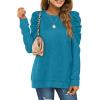 imageXIEERDUO Long Sleeve Shirts for Women Puff Sleeve Tops Pullover Sweaters Fall Fashion Womens Clothing Loose Fit04adeep Sky Blue