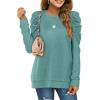 imageXIEERDUO Long Sleeve Shirts for Women Puff Sleeve Tops Pullover Sweaters Fall Fashion Womens Clothing Loose Fit04agreyblue