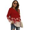 imageXIEERDUO Long Sleeve Shirts for Women Puff Sleeve Tops Pullover Sweaters Fall Fashion Womens Clothing Loose Fit04bsnowflake