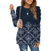 imageXIEERDUO Long Sleeve Shirts for Women Puff Sleeve Tops Pullover Sweaters Fall Fashion Womens Clothing Loose FitZ Floral Navy