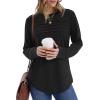imageXIEERDUO Womens Pleated Tunic Tops Fall Long Sleeve Blouses Fashion Curved Hem Shirts Dressy Casual S3XLA Black