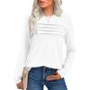 imageXIEERDUO Womens Pleated Tunic Tops Fall Long Sleeve Blouses Fashion Curved Hem Shirts Dressy Casual S3XLA White