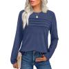 imageXIEERDUO Womens Pleated Tunic Tops Fall Long Sleeve Blouses Fashion Curved Hem Shirts Dressy Casual S3XLBlue